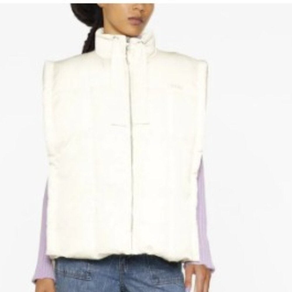 Rare Ganni Logo-embroidered padded gilet (vest) - M